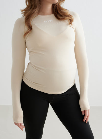 Café Au Lait Soft Basic Maternity Long Sleeve